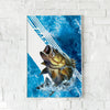 Maxcorners Largemouth Bass Fishing Blue Ocean Stripe Splash Design Personalized Name 3D Poster