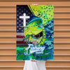 Maxcorners Mahi Mahi Fishing Faith Cross American Flag Design Personalized Name 3D Poster