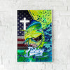Maxcorners Mahi Mahi Fishing Faith Cross American Flag Design Personalized Name 3D Poster