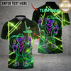 Maxcorners Billiards 8 Ball Neon Monkey Retro Glow Personalized Name Shirt (4 Colors)