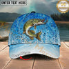 Maxcorners Fishing Light Blue Water Splash Personalized Name 3D Cap (12 Fish Species)
