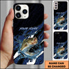 Maxcorners Fishing Phone Case Hexagon Tech Pattern Blue Splash Personalized Name Phone Case (8 Fish Species)