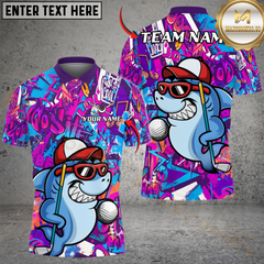 Maxcorners Golf Graffiti Funny Shark Multicolor Customized Name, Team Name 3D Shirts