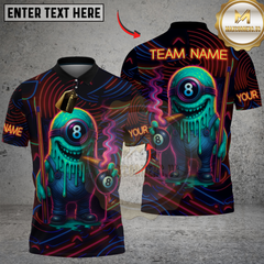 Maxcorners Billiards Neon Monster with 8-Ball Multicolor Customized Name, Team Name 3D Shirt