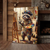 Maxcorners Artist Raccoon Painting on Easel Creative Studio Art Canvas Wall Art