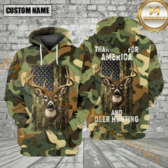 Maxcorners Deer Hunting Camouflage American Flag All Over Print Shirt
 Best Gift For Hunter