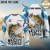 Maxcorners Fishing Blue Camo White Pattern Sport Custom Name & Team Name 3D Shirts
