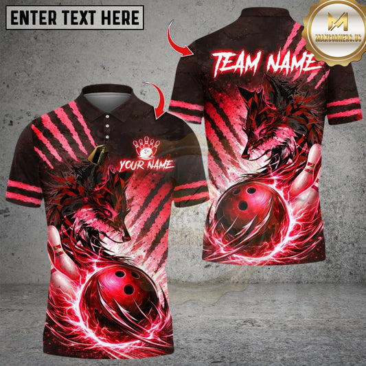 Maxcorners Bowling Lightning Thunder and Fox Multicolor Customized Name, Team Name 3D Shirts