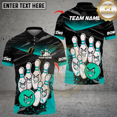 Maxcorners Bowling Angry Ball vs Screaming Pins Multicolor Customized Name, Team Name 3D Shirts