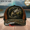 Maxcorners Fishing Forest Camo Orange Trim Personalized 3D Cap (12 Fish Species)