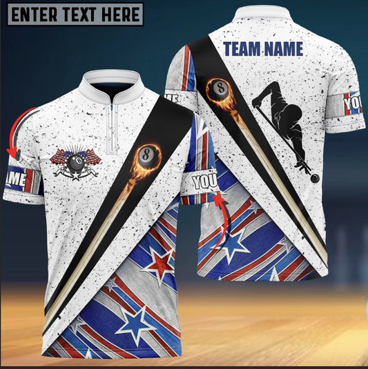 Maxcorners American Patriot Fire Ball 8 Billiards Personalized Unisex Shirt