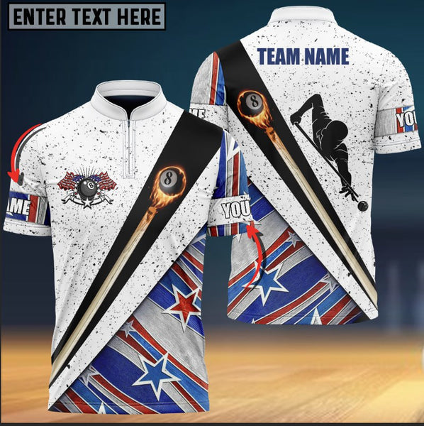Maxcorners American Patriot Fire Ball 8 Billiards Personalized Unisex Shirt