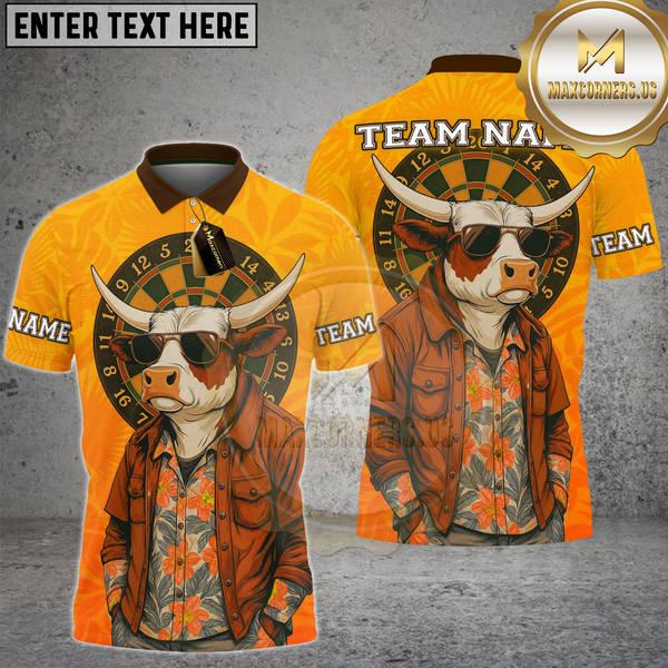 Maxcorners Dart Shirt Retro Cowboy Style Sunglasses Design Multioptions Personalized Name, Team Name Unisex 3D Shirt (4 Colors)