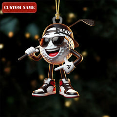 Maxcorners Custom Name Cool Golf Ball Acrylic Ornament, Christmas Golf Gift, Golf Xmas Ornaments, Cool Golf Gift LM1611