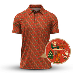 Maxcorners Christmas Golf Shirt, Funny Pattern Golf Shirt, Xmas Golf Shirt For Men