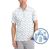 Maxcorners Toile De Jouy Shirt, Pattern Polf Shirt, Dog Golf Shirt, Corgi Golf Shirt, Crazy Golf Shirt For Men