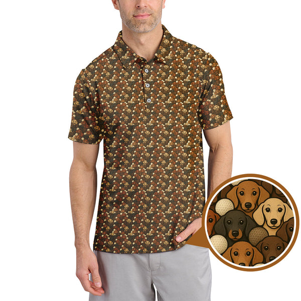 Maxcorners Dachshund Dog Pattern Golf Shirt, Funny Dachshund Golf Shirt For Dog Lovers, Golf Gift For Men's