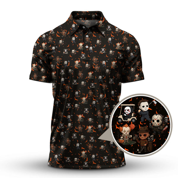 Maxcorners Pattern Golf Shirt For Golfer, Halloween Golf Shirt, Crazy Golf Shirt For Men, Funny Golf Shirt Of Halloween
