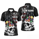 Maxcorners Personalized Skull Us Flag Billiard Team Jersey Billiard Shirts For Men Polo & 1/4 Zip LM283