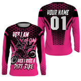 Maxcorners Custom Motocross Jersey Pink UPF30+ Women Girls Dirt Bike Shirt Racing Long Sleeves LM2809