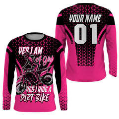 Maxcorners Custom Motocross Jersey Pink UPF30+ Women Girls Dirt Bike Shirt Racing Long Sleeves LM2809