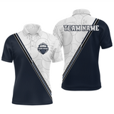 Maxcorners Dark Blue Bowling Custom Men Bowling Shirt Polo & Quarter-Zip Bowling Team Jerseys