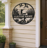 Maxcorners Personalized Metal Sign WITH LED/WITHOUT LED – Duck Hunting Scene with Dog and Hunter – Custom Rustic Wall Decor for Cabin and Lodge LM0110