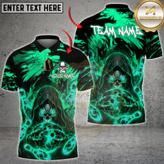 Maxcorners Bowling Shirt Grim Reaper Fire Bowling Ball Dark Fantasy Design Multioptions Personalized Name, Team Name 3D Shirt (4 Colors)