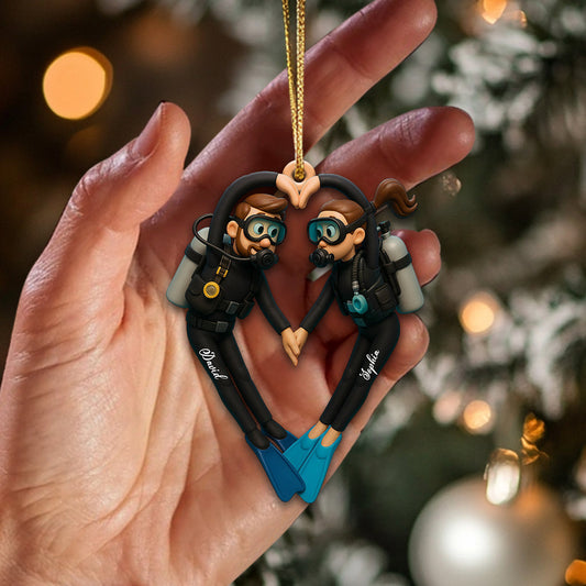 Maxcorners Diving Couple Home Decor, Christmas Ornament, Personalized Ornament4 2D Flat LM2111