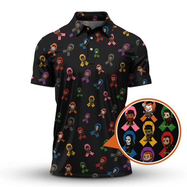 Maxcorners Cancer Survivor Shirt For Golfer, Cancer Awareness Shirt, Men's Pattern Golf Shirt