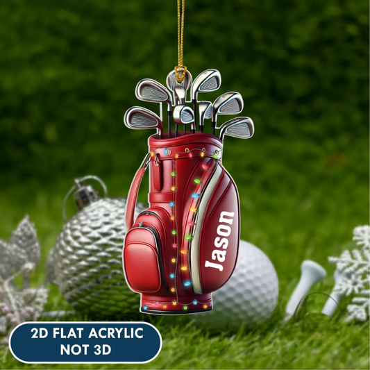 Maxcorners Custom Name Golf Backpack Xmas Ornament, Golf Accessories, Christmas Golf Gift
