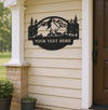 Maxcorners Personalized Deer Metal Sign WITH LED/WITHOUT LED - Mountain Cabin Name Sign, Rustic Wildlife Outdoor Wall Art for Lodge & Porch Decor LM0110