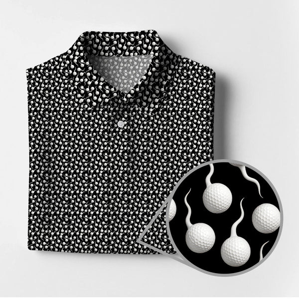 Maxcorners Funny Golf Shirt, Pattern Golf Balls Polos For Men, Crazy Golf Shirts For Golfers