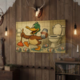 Maxcorners Duck Cartoon with Beer Cans in Bathroom Wrapped Canvas