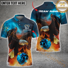 Maxcorners Eagle Thunder Lightning Eagle Bowling Jersey Multicolor Option Personalized Name, Team Name 3D Polo Shirt