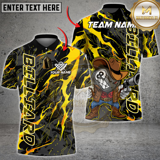 Maxcorners Billiards Shirt Cowboy 8 Ball Lightning Splash Street Art Multioptions Personalized Name, Team Name 3D Shirt (4 Colors)