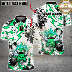 Maxcorners Bowling Shirt Angry Bull Fire Bowling Ball Tribal Art Multioptions Personalized Name, Team Name 3D Shirt (4 Colors)