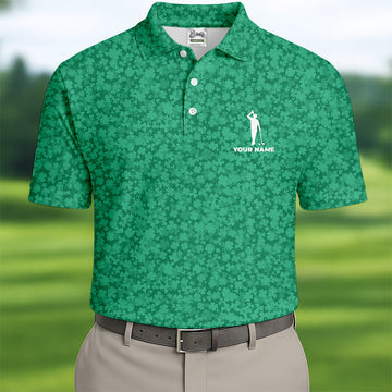 Maxcorners Shamrock Beer Lucky Four Leaf Clover St Patrick Day Golf Shirt, Polo Shirts For Men, Golf Gift For Men