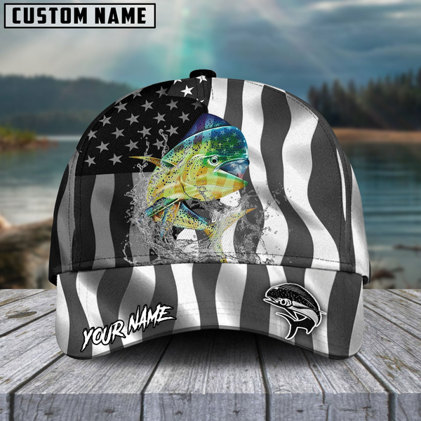 Maxcorners Fishing Black American Flag Sport Personalized 3D Cap (11 Options)