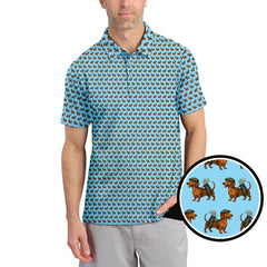 Maxcorners Funny Pattern Golf Shirt For Men, Dachshung Golf Shirt, Crazy Golf Shirt For Golfer, Dog Golf Shirt