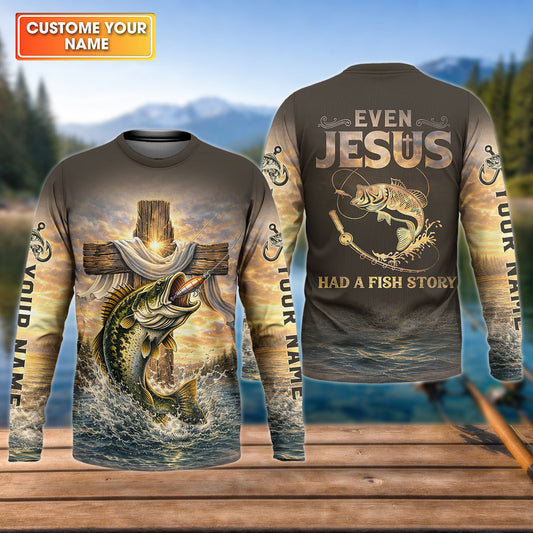 Maxcorners Even Jesus Had a Fish Story - Personalized Christian Fishing UPF Shirt