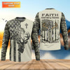 Maxcorners Faith Hunting Fishing Shirt, Christian Camo Deer Bass Patriotic Long Sleeve, Fishing UPF Shirts