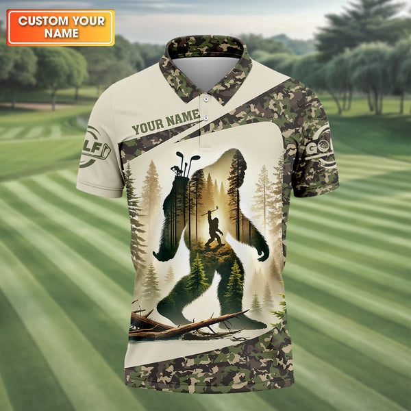 Maxcorners Not All Who Wander Are Lost Bigfoot Custom Men's Golf Polo Shirt, Golfing Apparel, Golf Gifts For Men