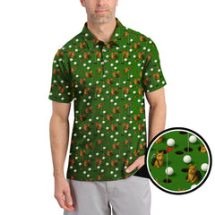 Maxcorners Squirrel Golf Shirt, Pattern Golf Shirt, Green Golf Shirt, Crazy Golf Shirt For Men