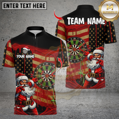 Maxcorners Darts American Flag Santa Dartboard Personalized Name, Team Name 3D Shirt