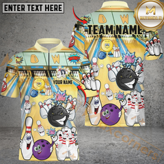 Maxcorners Bowling Cartoon Fun Style Personalized Name, Team Name Unisex 3D Shirts