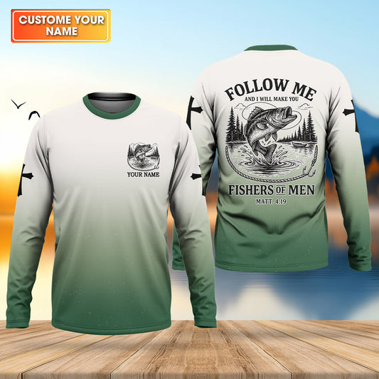 Maxcorners Custom Christian Shirts, Christian Fishing Shirts, Follow Me Fishers of Men Matthew 4:19, Religious Gift for Men