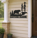Maxcorners Personalized Bear Metal Sign WITH LED/WITHOUT LED - Rustic Cabin Name Sign, Wildlife Forest Wall Art for Lodge & Outdoor Decor LM0110