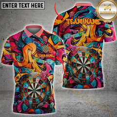 Maxcorners Darts Graffiti Squad Multicolor Option Customized Name, Team Name 3D Polo Shirt
