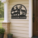 Maxcorners Personalized Deer, Fish & Duck Hunting Metal Sign WITH LED/WITHOUT LED, Rustic Wildlife Wall Decor for Cabin, Lodge, or Mancave LM0110